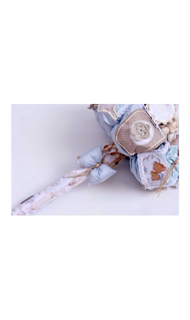 Lumanare de botez cu ursuleti si baloane personalizata prin coasere Air Balloons Teddy Bears 13